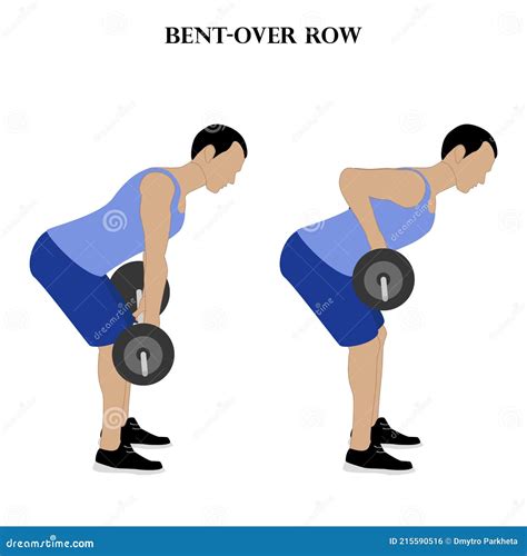 Bent Over Row Exercise Strength Workout Vector Illustration Stock
