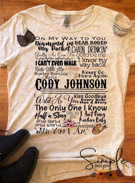 Cody Johnson Lyrics T Shirt Raglan Country Music Lyrics Simple
