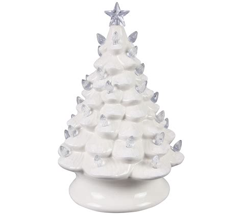 Youngs Lit White Ceramic Christmas Tree