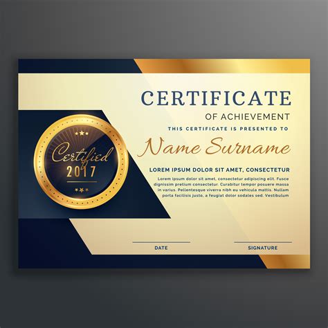 Premium Luxury Certificate Of Achievement Vector Design Download Free