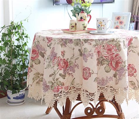 Round side table is a perfect accessory to compatible for any room with its minimalist and elegant appearance. 70 inch Round High end Floral Fabric Tablecloth Peony ...