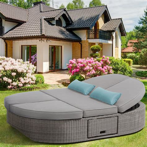Ove Decors Sandra 1 Piece Aluminum Outdoor Day Bed With Gray Cushions