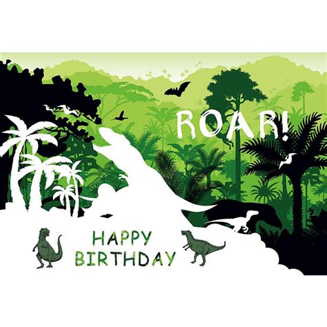 2019 Tropical Forest Dinosaur Party Backdrop Printed Green Trees