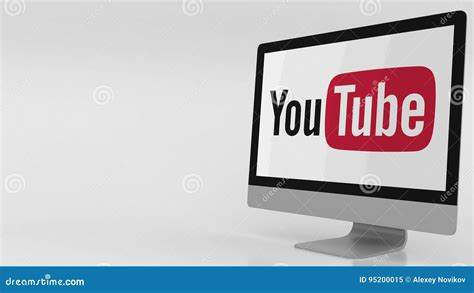 Modern Computer Screen With Youtube Logo Editorial 3d Rendering