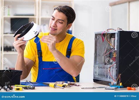 The Computer Repair Technician Repairing Hardware Stock Photo Image
