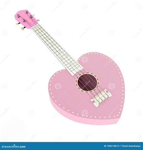 Ukulele Sweet Pink Heart Isolated Stock Illustration Illustration Of