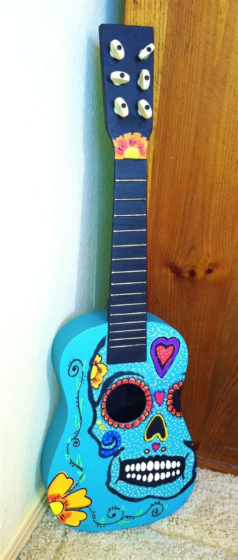 Hand Painted Guitar By Kiki Guitar Art Diy Guitar Painting Guitar Art