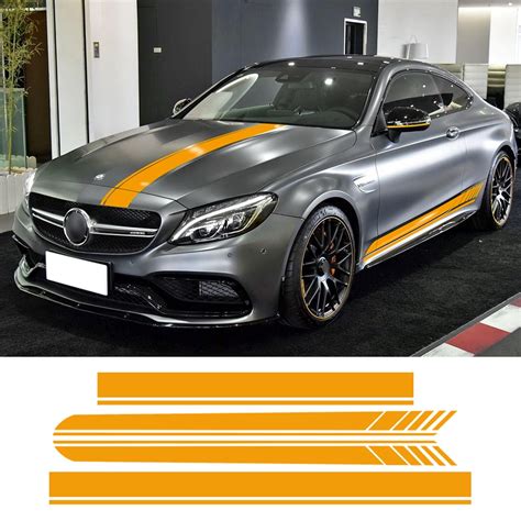 edition 1 car hood roof racing side skirt stripes vinyl decal sticker for mercedes benz c63