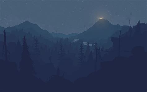 Hd Wallpaper Firewatch Forest Night Light Games Mountain Beauty