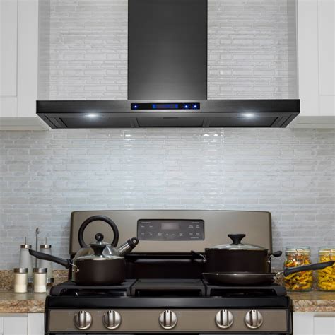 Akdy 30” Wall Mount Black Stainless Steel Kitchen Range Hood With Touch