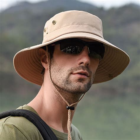 Mens Foldable Breathable Bucket Hat With String Outdoor Fishing Hat