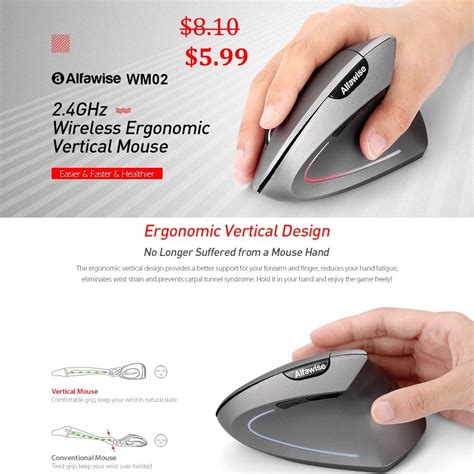 Carpal tunnel syndrome is caused by pressure on your median nerve. Check out the Alfawise WM02 Vertical Wireless 2.4GHz Mouse ...