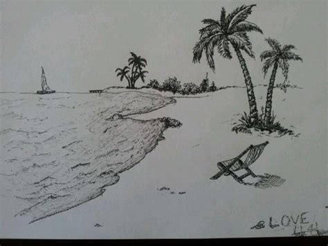 Pen Drawing Of A Beach Beach Drawing Aesthetic Drawing Sketch Book