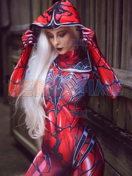 Carnage Gwen Spider Rojo Femenino Apretado Gwen Spiderman Traje Spandex