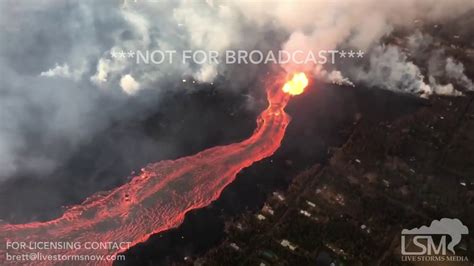 05 31 18 Leilani Aerial View Of Massive Lava Flow Covering Homes Highway 132 Youtube