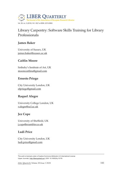 Pdf Library Carpentry Software Skills Training For Library Professionals