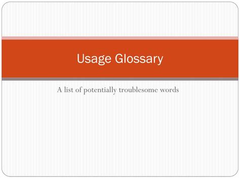 Ppt Usage Glossary Powerpoint Presentation Free Download Id2223787