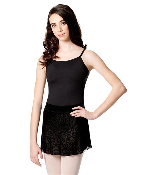 Lulli Adult Microfiber Camisole Dance Leotard Leonie With Flocked Velvet Skirt