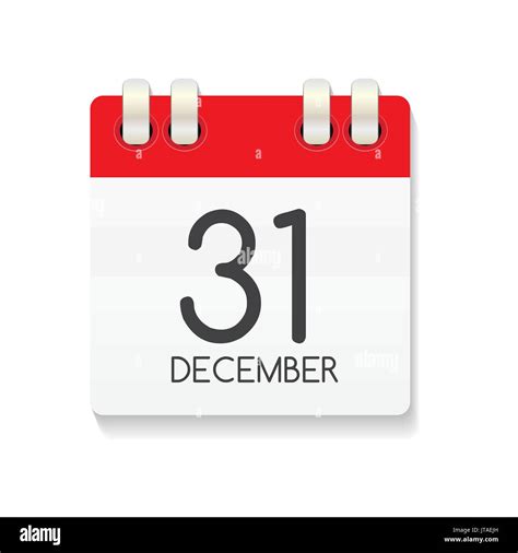 Flat Calendar Icon Of 31 December Vector Illustration Stock Vector
