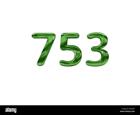Green Number 753 Isolated White Background Stock Photo Alamy