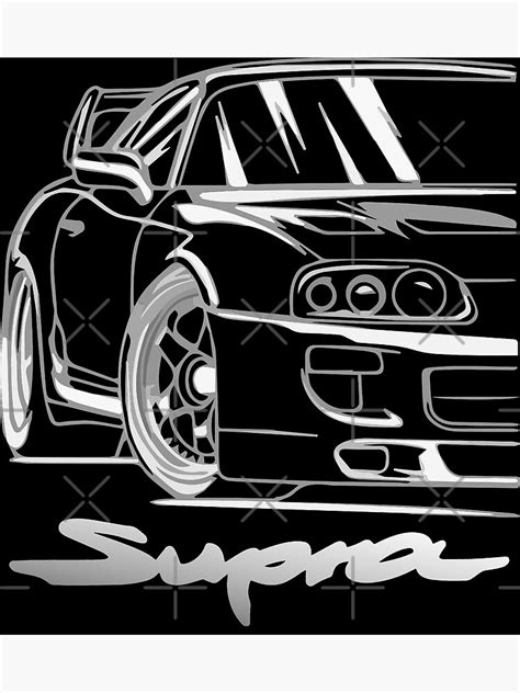 Toyota Supra Outline Metal Print For Sale By Fromthe8tees Redbubble