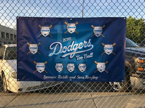 Dodgers Tee Ball Little League Team Banner Baseball Banner Baseball