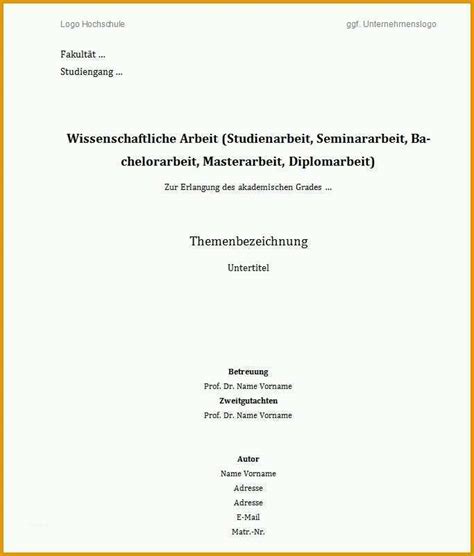 5 vorlagen für dein deckblatt hausarbeit. Schockieren Deckblatt Hausarbeit Vorlage - Download ...