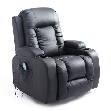 Homcom Massage Recliner Chair Heated Vibrating Pu Leather Ergonomic Lounge 360 Degree Swivel