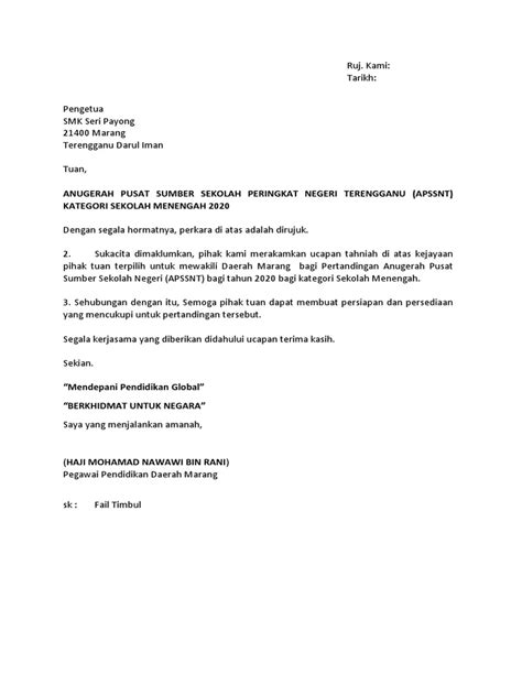 Surat Mewakili Marang Pertandingan Pss Pdf