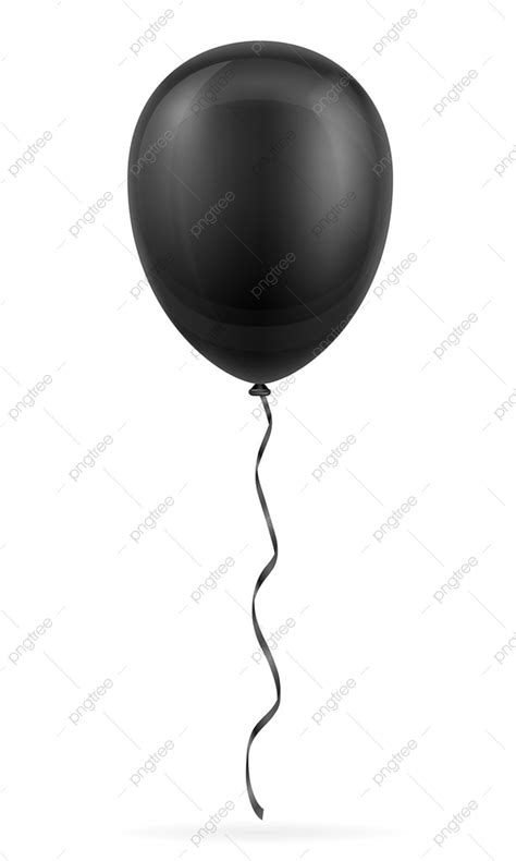 Gambar Balon Hitam Perayaan Memompa Helium Dengan Ilustrasi Vektor Pita Terisolasi Pada Latar