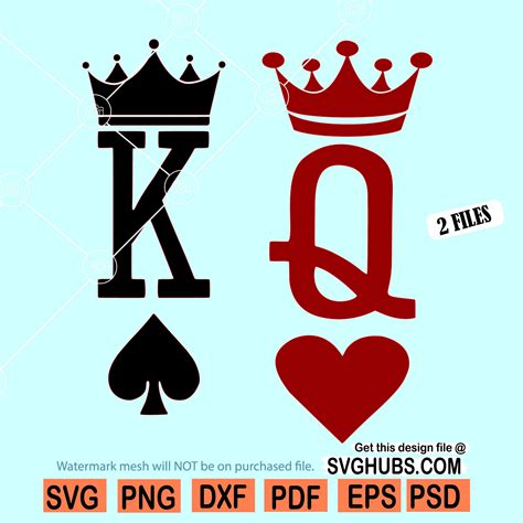 Digital Drawing And Illustration Eps Playing Cards Svg King And Queen Svg