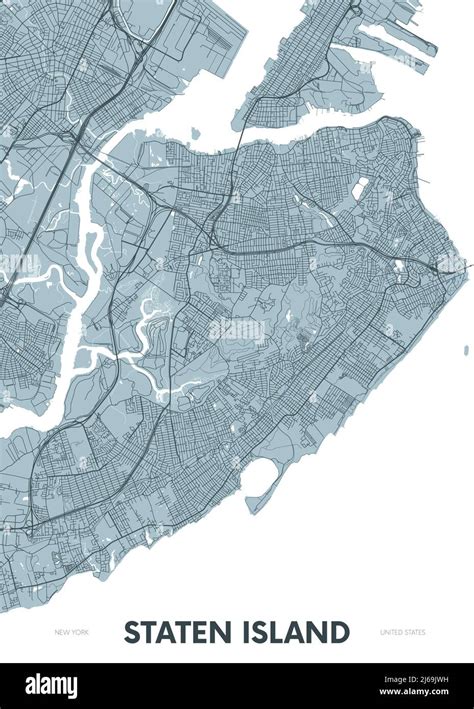 Detailed Borough Map Of Staten Island New York City Color Vector City