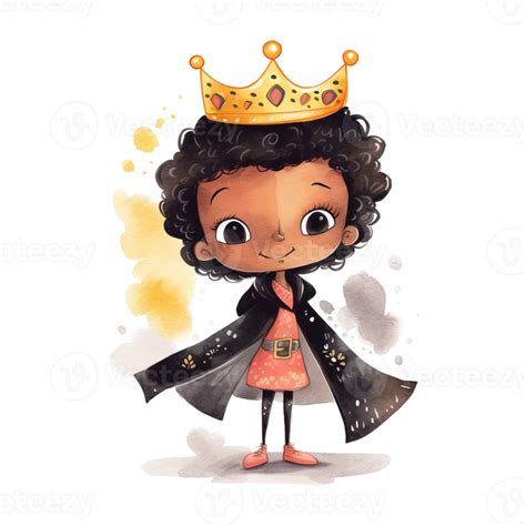 super cute black prince watercolor art generative ai 23957788 png