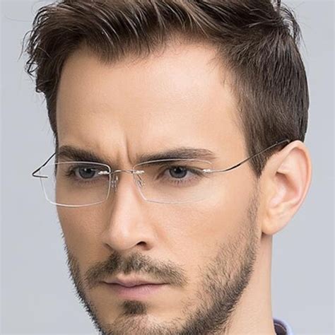 brand new luxury pure titanium flexible rimless eyeglass frames men women myopia rx able glasses
