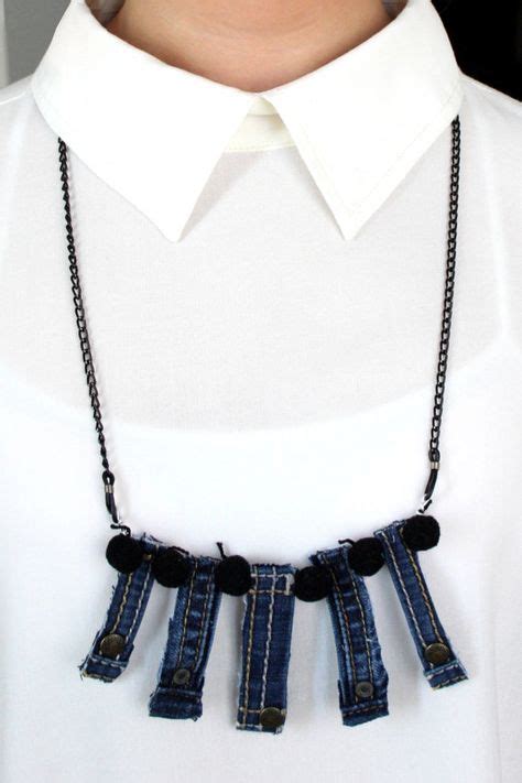 Jeans Necklace Denim Necklace Recycled Jeans By Dadaatelier