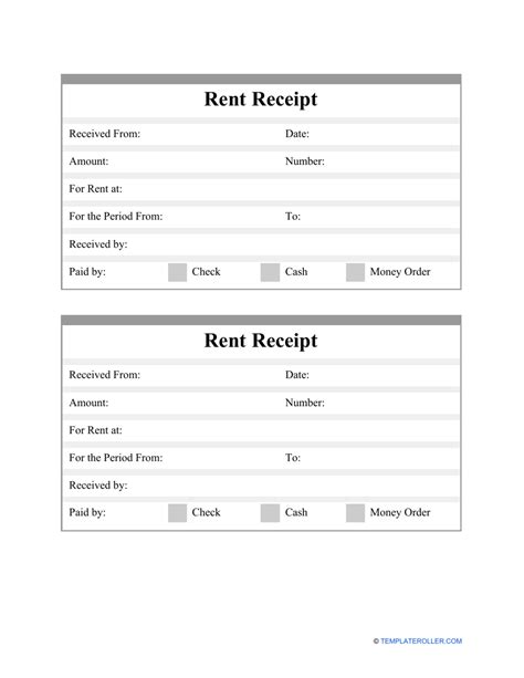 Free Fillable Rent Receipt Template