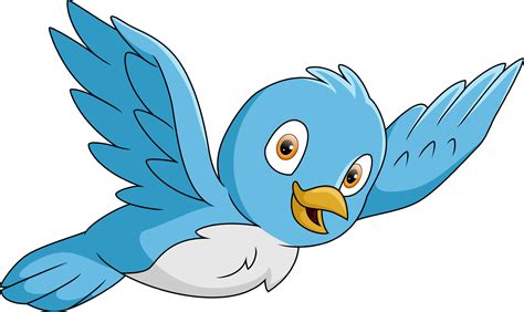 Cute Happy Blue Bird Cartoon Flying 25389826 Vector Art At Vecteezy