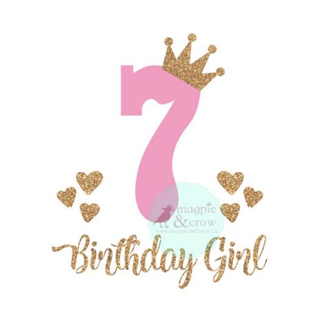 7th Birthday Svg Seventh Birthday Svg 7th Birthday Girl Svg Birthday Princess Svg Cut File