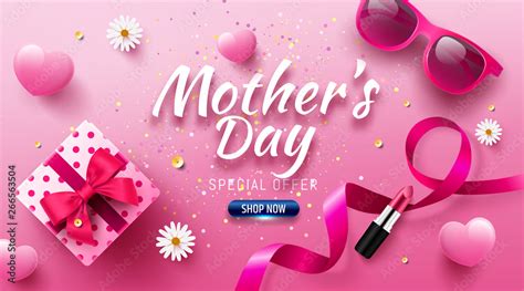 Happy Mother S Day Sale Poster Or Banner With Love Gift Box And Sweet