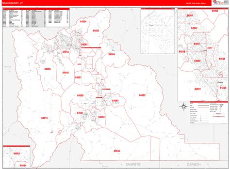 Utah Zip Code Wall Map Red Line Style By Marketmaps Mapsales Gambaran