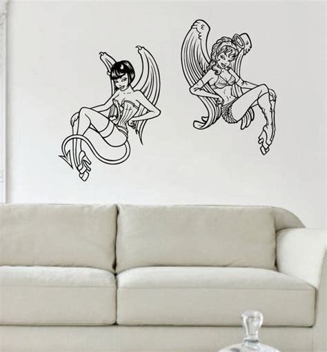 Angel And Devil Pin Up Girls Design Decal Sticker Wall Vinyl Decor Art