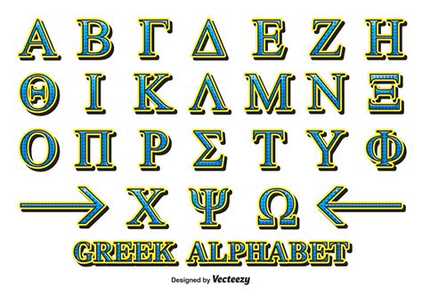 Vector Alfabeto Griego Gratis Greek Alphabet Greek Font Alphabet