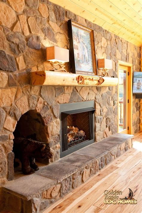 Log Homes Home Fireplace Stone Cabin