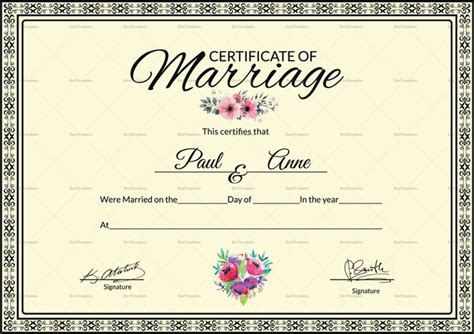 Marriage Certificate Template Certificate Templates Marriage