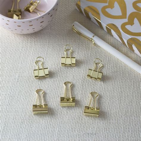 Gold Binder Clips Small Etsy