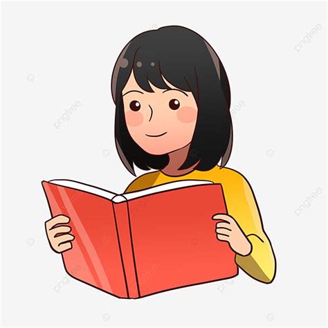 Gambar Siswa Perempuan Sedang Membaca Buku Baca Bacaan Belajar Png