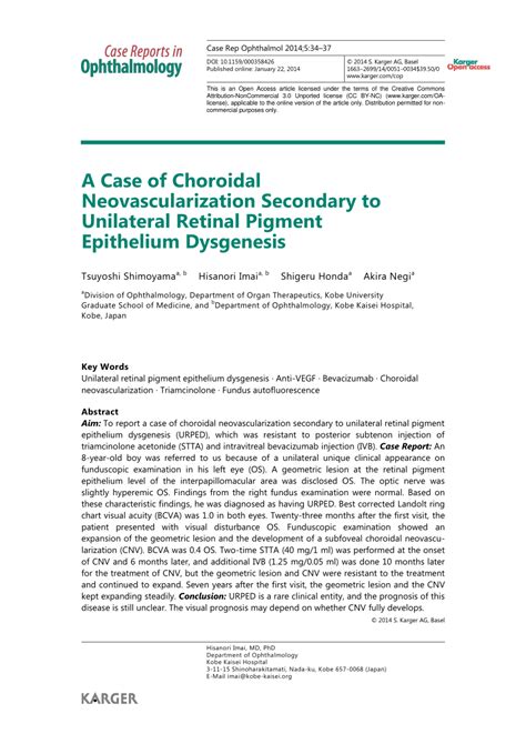 Pdf A Case Of Choroidal Neovascularization Secondary To Unilateral