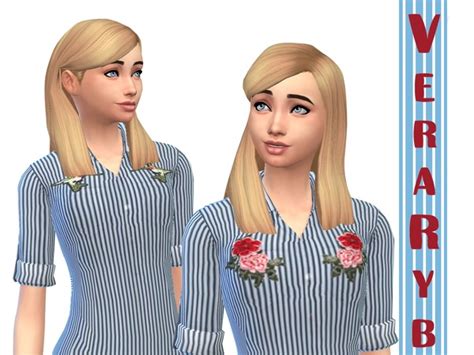 Denim Striped Shirt In Patches By Vera Rybka At Tsr Sims 4 Updates