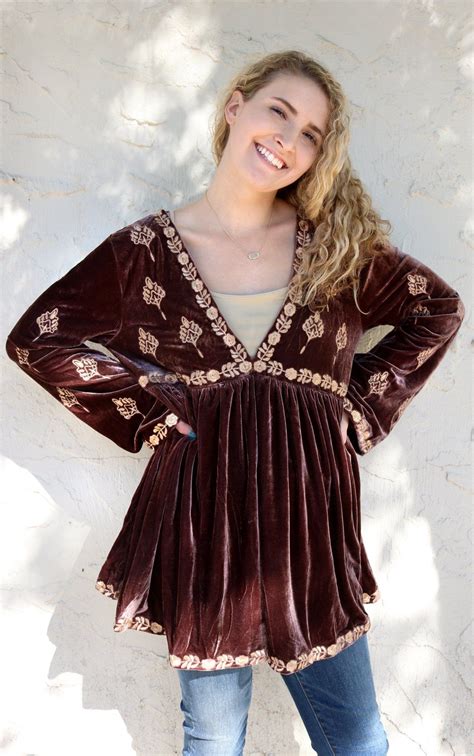 Natural fibre clothing is renewable, biodegradable and can't be beaten for sheer comfort. Embroidered Velvet Tunic - Cocoa by POL Clothing | Natural ...