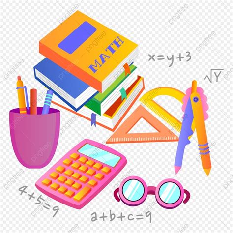 Math Supplies Clipart Transparent PNG Hd Cartoon Math Learning Education Illustration Colorful